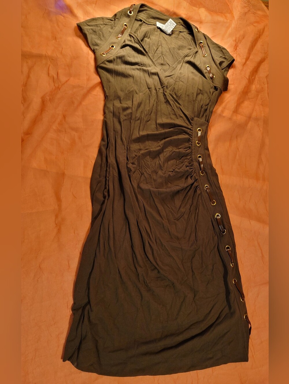 Olive Green Women’s Eyelet-Accent Dress